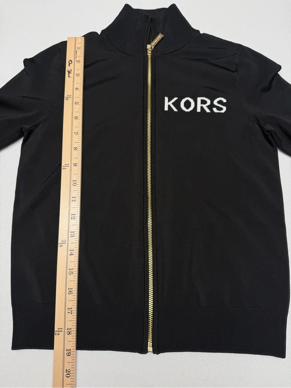 MICHAEL KORS NWT Black Gold Logo Zip Sweater Jacket XXS $175